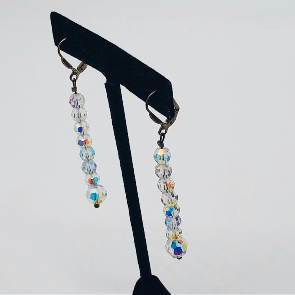 Iridescent Beaded Drop Earrings - Picture 2 of 3